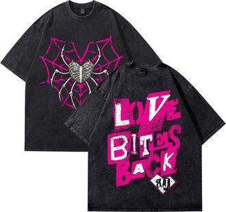 Generic AJ Lee Merch Graphic Vintage Wash T-Shirt - Unisex Cotton Crewneck Short Sleeve Streetwear Tee for Wrestling Fan Support (Black,4XL)