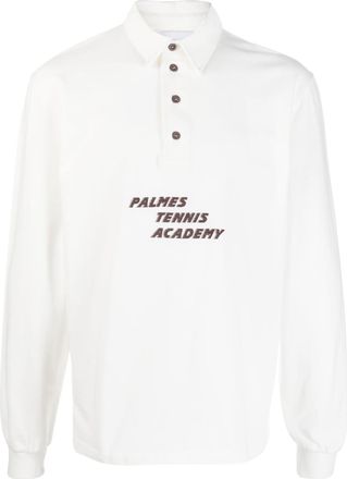 Palmes logo-print button-up sweatshirt - men - Organic Cotton - M - White