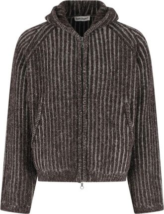 Our Legacy Grey Cropped Textured Ribbed Sweater
