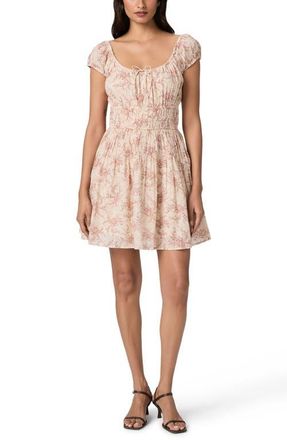 Paige Rosewood Shirred Bodice Cotton Mini Sundress in Bone /Sunset at Nordstrom, Size Xx-Small