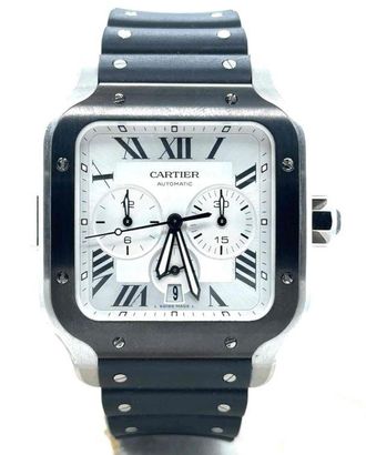 Cartier Pre-owned Cartier Santos Xl Chronograph Silver Dial Mens Watch WSSA0017