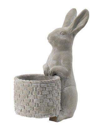 A&B Home Attentive Standing Rabbit With Basket Weave Accent