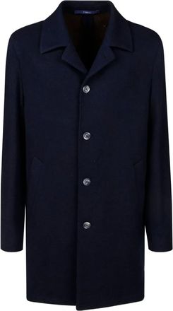 Fedeli button-fastening cashmere coat - Blue
