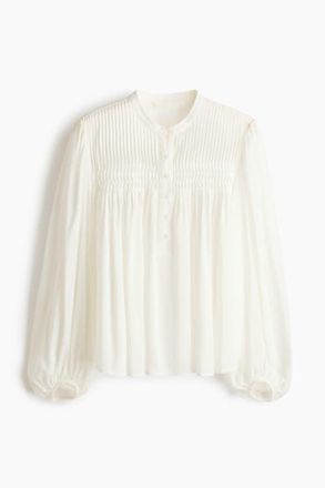 H&M Pintucked Blouse in White at Nordstrom, Size X-Small