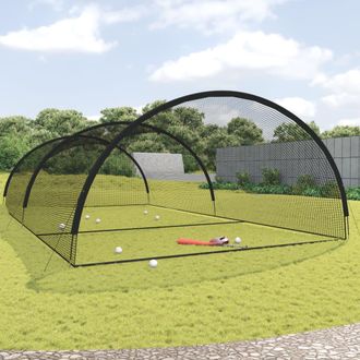 vidaXL Red De Bateo Para B&eacute;isbol Poli&eacute;ster Negro 900x400x250 Cm Vidaxl