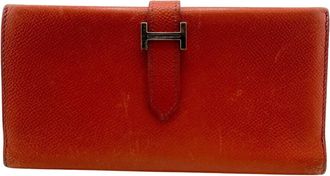 Herm&egrave;s Orange Epsom Leather Long Wallet (Bi-Fold) (Pre-Owned)