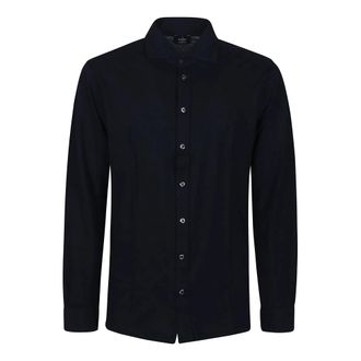 Barba Blauw Lang Shirt met Lange Mouwen - Heren - Casual Overhemden - Blauw - 3XL - Katoen - Overhemden