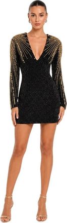 Balmain Jurk met lange mouwen - Dames - Feestkleedjes - Zwart - XS - Pailletten - Kleedjes