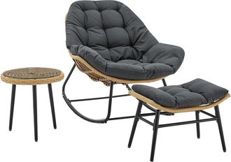 Manhattan Comfort Benson Modern 3Pc Patio Rocking Chair