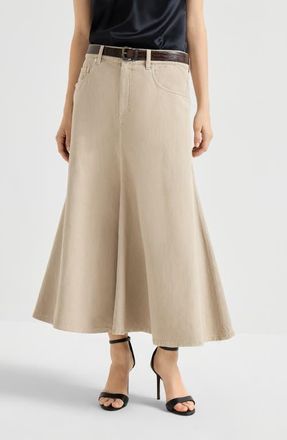 Brunello Cucinelli Five-pocket flared skirt in Beige at Nordstrom, Size 38 It