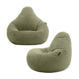Icon Brand Dalton Cord Adult Bean Bag Chair, Set of 2 in Green