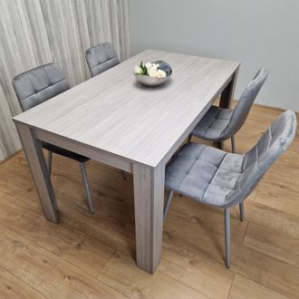 Kosy Koala Dining Table & 4 Chairs Grey 4 Grey Velvet Chairs Wood Dining Set Furniture in Brown