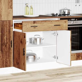 Berkfield Home Kitchen Base Cabinet&not;Porto Old Wood Engineered Wood in Brown