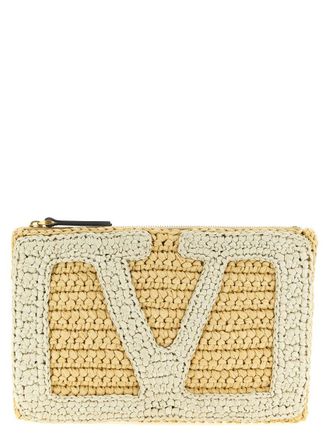 Valentino Garavani Natural/White Viva Small Superstar Clutch