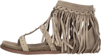 Emanuelle Vee Platte su&egrave;de sandaal - Dames - Sandalen - Beige - 37 EU - Su&egrave;de - Schoenen