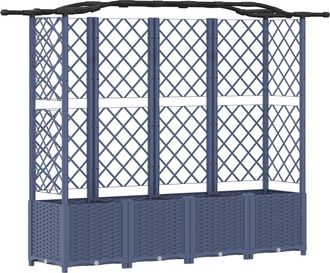 vidaXL Cama Elevada Con Trellis Y Techo Gris 204 X 40 X 138 Cm Pp Vidaxl