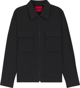 HUGO BOSS Eselio Overshirt - Heren - Zomerjassen - Zwart - M - Katoen - Jassen