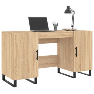 Berkfield Home Elegant Desk Sonoma Oak 140x50x75 cm Engineered Wood in Light Oak | Size: 140 x 50 x 75 cm