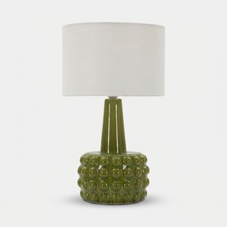 Les Tendances L&aacute;mpara De Mesa De Cer&aacute;mica Con Pantalla Gress - Verde Oscuro