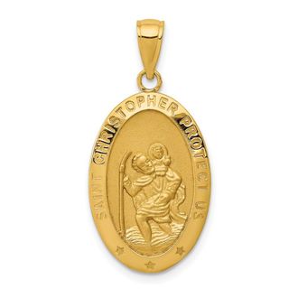 Diamond2Deal 14k Yellow Gold Saint Christopher Medal Pendant