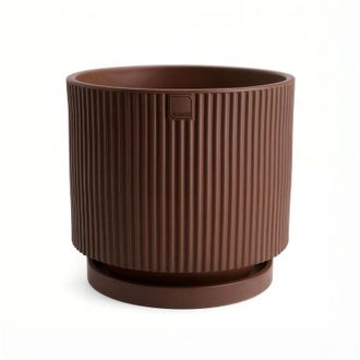 Monacis Jarr&oacute;n De Dise&ntilde;o Moderno De &Oslash;40 Cm Y 36 Cm De Alto, Fabricado En Pol&iacute;mero Marr&oacute;n Resistente Para Interiores Y Exteriores. Hecho En Italia. Monacis