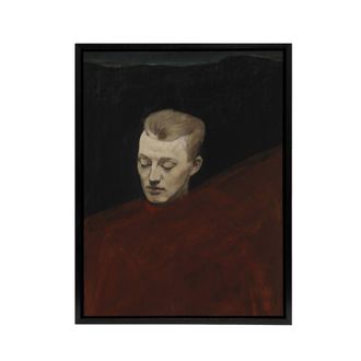 Artery8 Magnus Enckell Portrait of Bruno Aspelin Framed Canvas Wall Art Print in Red | Size: W24 x H32