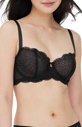 Skarlett Blue Rouse Full Coverage Lace Balconette Bra in Black at Nordstrom, Size 30C
