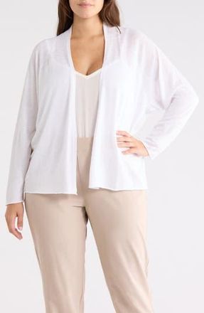 Eileen Fisher Organic Linen & Organic Cotton Open Front Cardigan in White at Nordstrom Rack, Size 3X