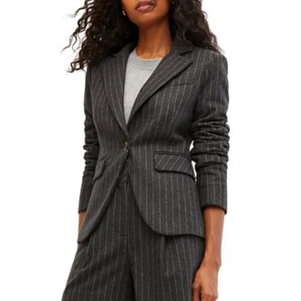 Veronica Beard Womens Tyra Pinstriped Dickey Jacket In Charcoal Multi