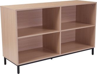 Flash Furniture 4 Shelf 29.5H Open Bookcase Storage in Oak Wood Grain Finish
