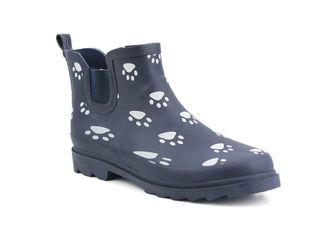 StormWells Womens Ladies Navy Paw Print Short Welly Shoes Wellington Wellies Ankle Boots (Navy/Paw, 8 UK, numeric_8)