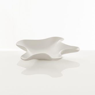 Oresteluchetta Vaciabolsillos decorativo de cer&aacute;mica blanca mate 6x28x28 cm