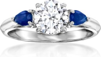 Ross-Simons Lab-Grown Diamond Ring With. Sapphires in 14kt White Gold
