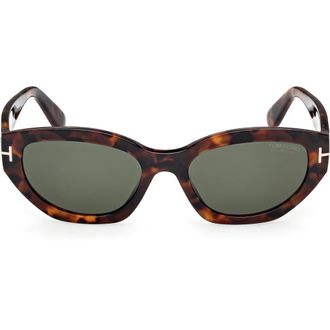 Tom Ford Penny 55mm Polarized Geometric Sunglasses in Havana /Polar Green at Nordstrom Rack