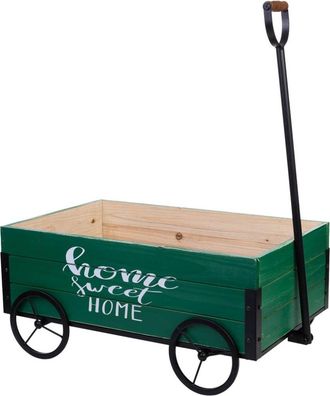 Wanderlust Deco Carretilla de madera y metal con mango de arrastre 63x39,5x72h cm