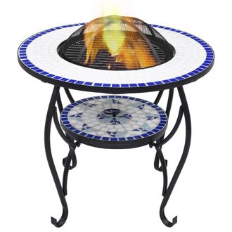 vidaXL Brasero De Mosaico Cer&aacute;mica Azul Y Blanco 68 Cm Vidaxl
