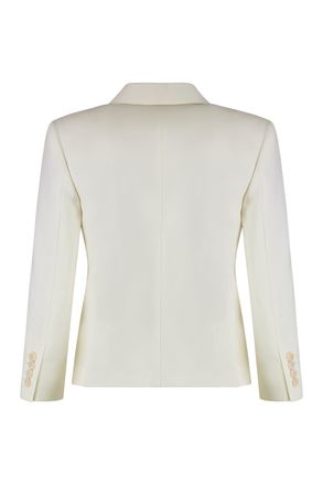Max Mara Womens Blazer, Cropped Wool, Ivory White Virgin Wool Blazers Jacket
