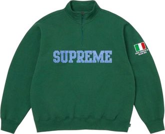SUPREME SS26 Shop Flag Half Zip Pullover Dark Green-Milan SUP-SS26-006-DRKGRN