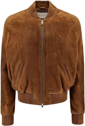 Ami Brown Logo Band collar Jacket