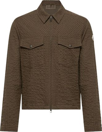 Moncler Moncler Micro Madras Flannel Shirt Jacket, Men, Brown, Size: 3xl