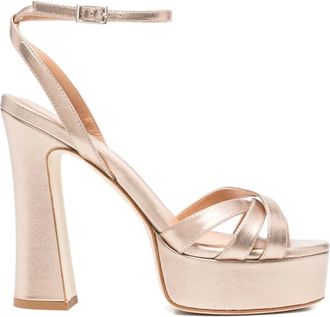 Chantal 130 mm leren sandalen met plateauzool - Bruin