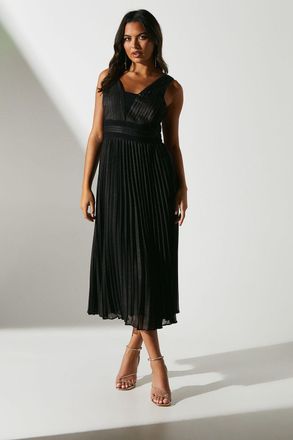 Coast All Over Pleated Sleeveless Metallic Midi Dress