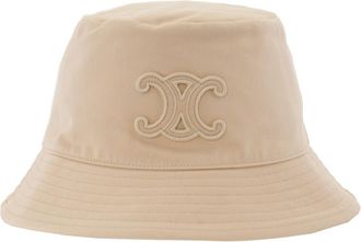Celine Triomphe Bucket Hat In Cotton Gabardine, Size Medium
