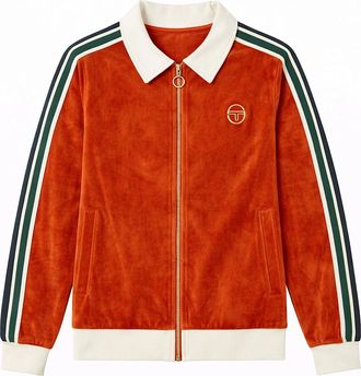 Sergio Tacchini Mens Sergio Tacchini Monte Velour Track Top Jacket Rooibos Tea/Gardenia - Red - Size: 40/Regular