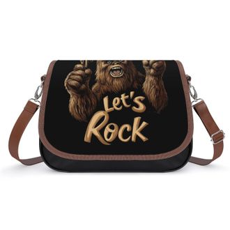 Generic Bigfoot Lets Rock Womens Crossbody Bag Fashion Shoulder Handbags Message Tote Bag with Adjustable Strap