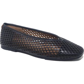 Gentle Souls Willow Perf Ballet Flat in Black Leather at Nordstrom, Size 7.5