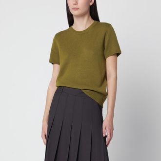 Dunst Olive green short-sleeved top in wool blend