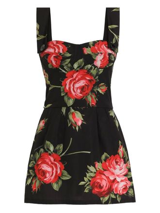 Dolce & Gabbana floral button-strap mini dress - Black