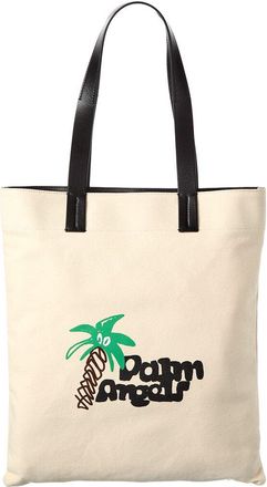 Palm Angels Sketchy Canvas & Leather Shopping Bag
