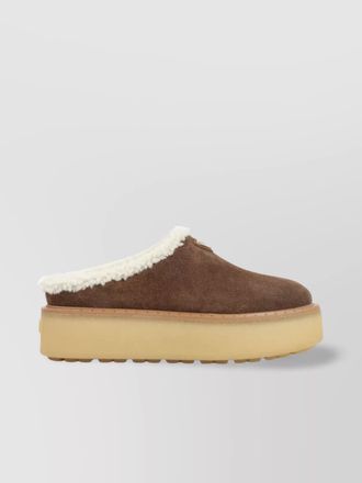 Prada shearling trim suede mule platform